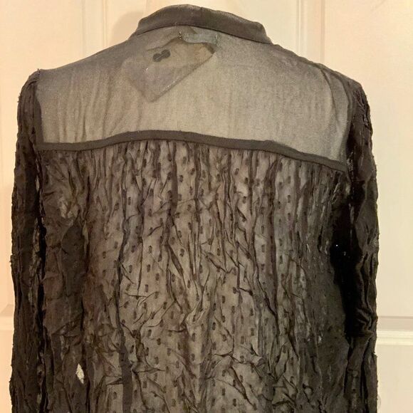 Urban Outfitters Kimchi Blue Black Sheer Tie Neckline Top Size Medium New - Picture 6 of 9